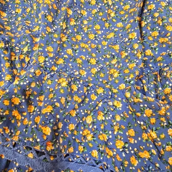 Tarse Skirt Sz Extra Large Floral Ruffle Layered Mini Rayon Boho Flower - Picture 4 of 9